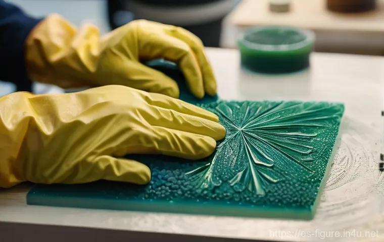 피규어와 3D 프린터 활용법 - **Prompt:** A focused, high-angle shot capturing a skilled artisan's hands carefully removing suppor...