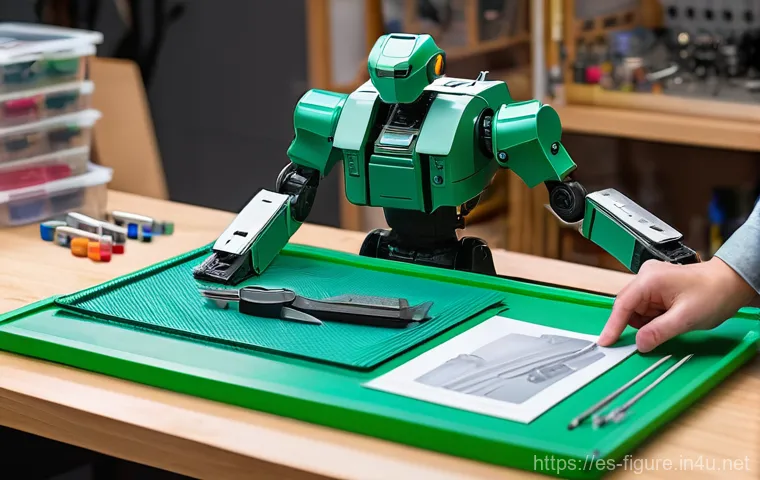 피규어 조립 키트 제작 방법 - Prompt 1: The Meticulous Modeler's Workspace**