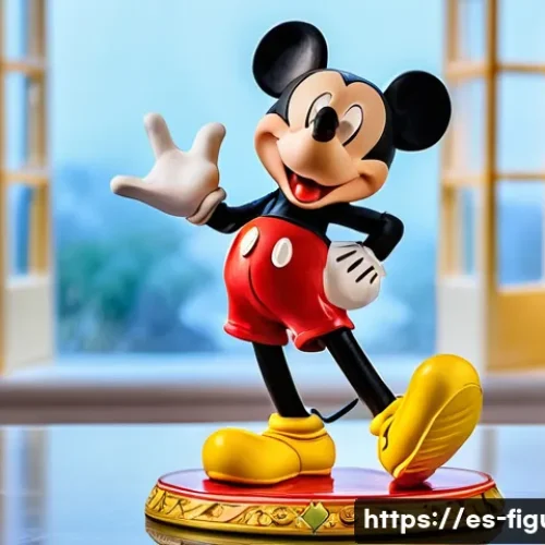 디즈니 캐릭터 피규어 추천 - A highly detailed resin figurine of classic Mickey Mouse standing joyfully with his iconic red short...