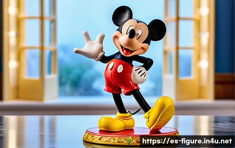 디즈니 캐릭터 피규어 추천 - A highly detailed resin figurine of classic Mickey Mouse standing joyfully with his iconic red short...